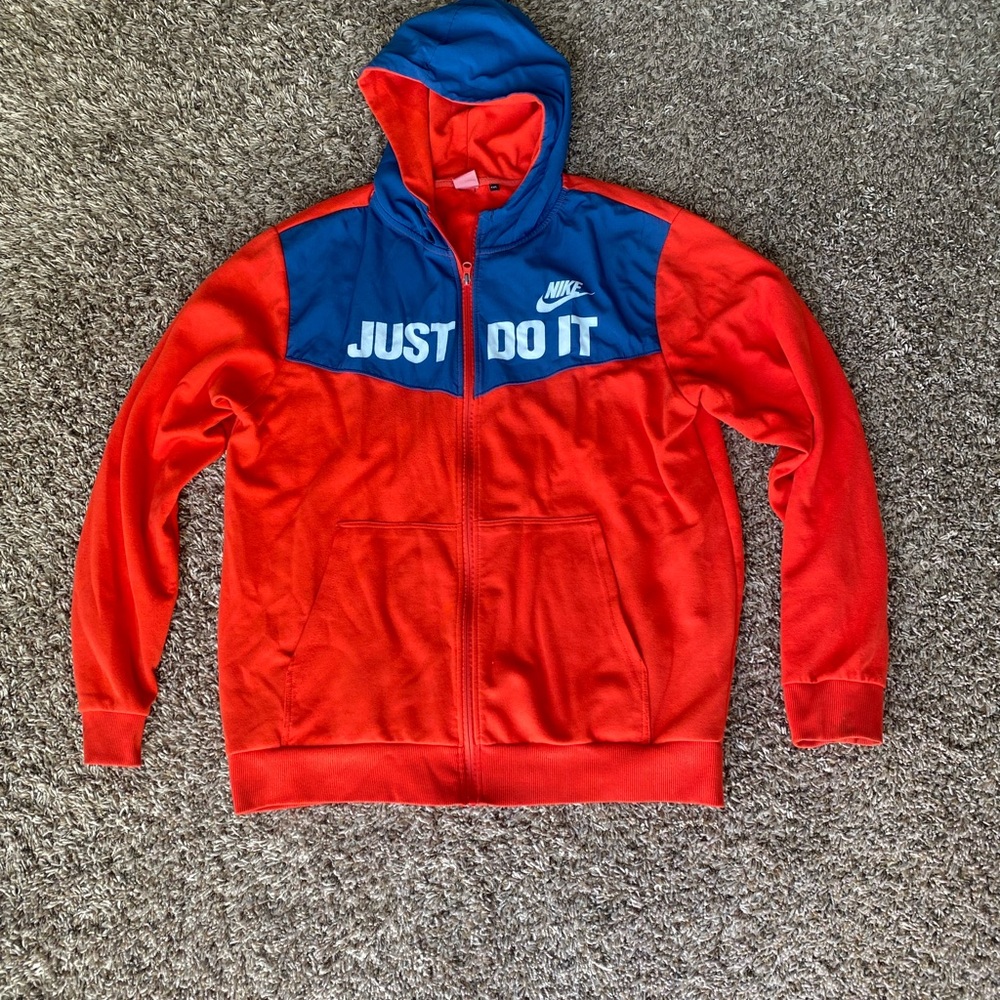 Nike Red and Blue Hoodie